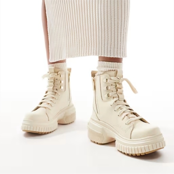 Sorel Shoes - Sorel Cream Platform Combat Boots